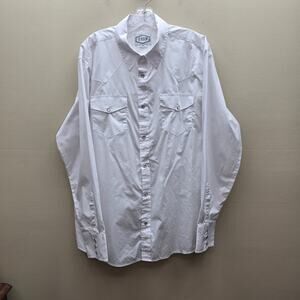 Gibson Men's Long Sleeve Pearl Snap Button Shirt Western White Size XL Pockets